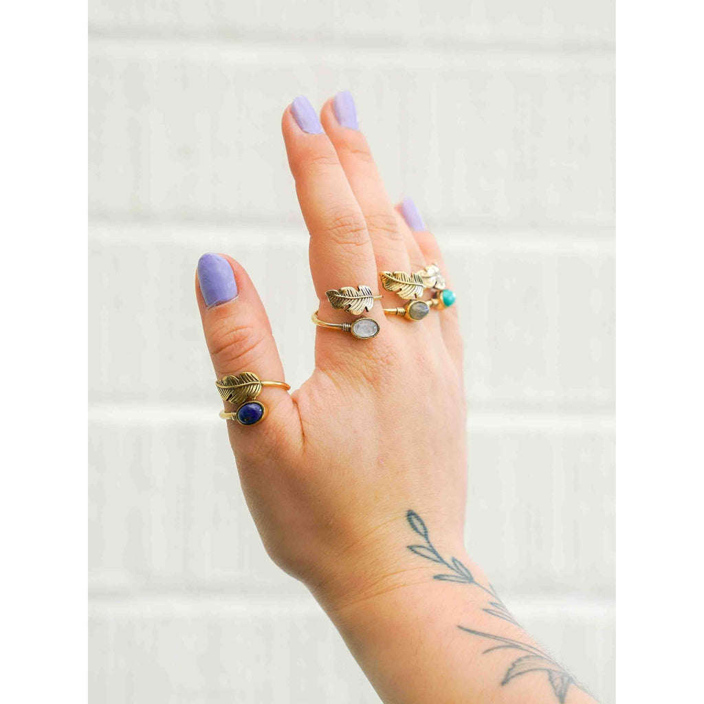 Sky Feather Brass Rings - The Outpost NZ