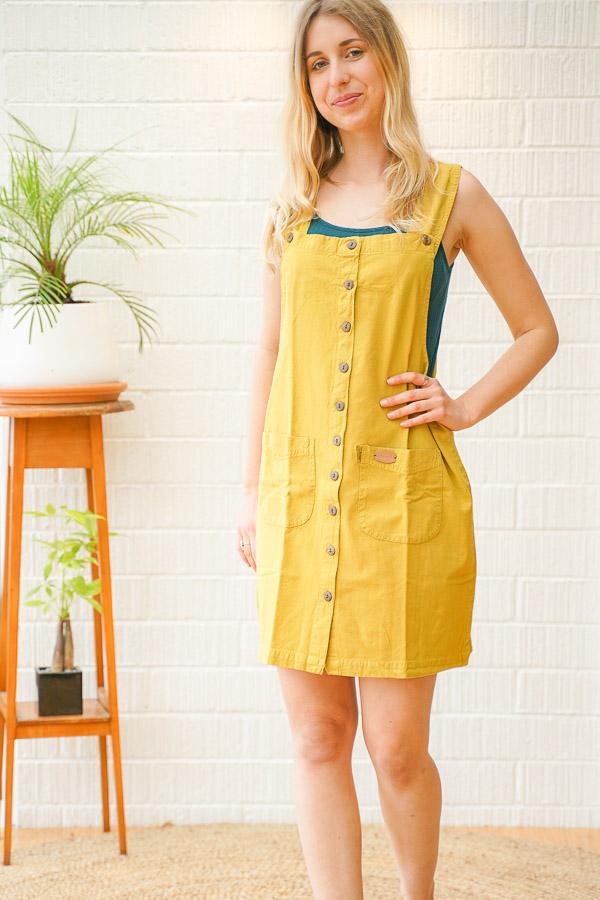 Lucy Cotton Mini Overall Dress - The Outpost NZ