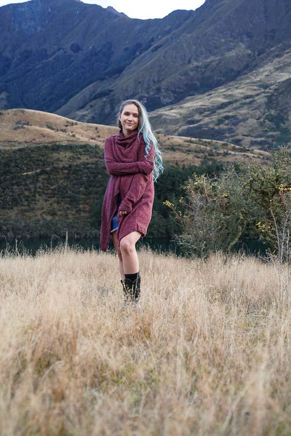 Button Neck Cape Jacket-CLOTHING / OUTERWEAR-Witchery (THA)-Maroon-The Outpost NZ