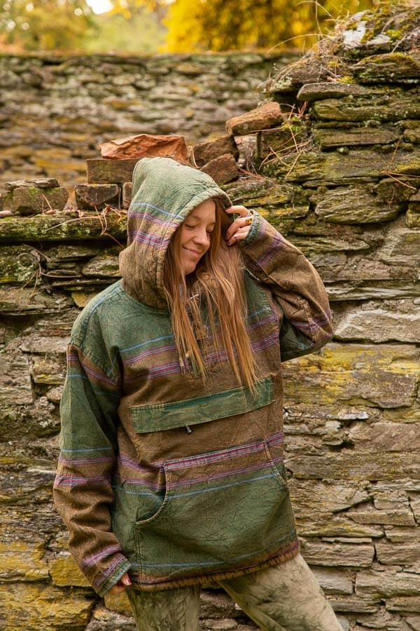 Cotton Stonewash Hoody-CLOTHING / OUTERWEAR-The Look Fashion (NEP)-Forest Purple Stripe-M-The Outpost NZ[Mens]