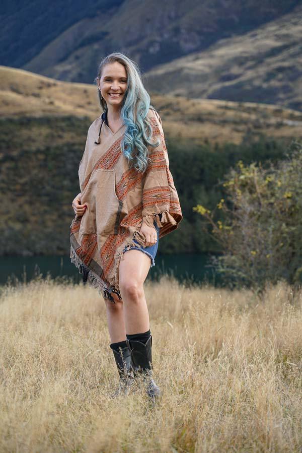 Diamond Poncho-CLOTHING / PONCHO-ASBA Exports (IND) discontinue-Mustard-Ethnic Kulu-The Outpost NZ