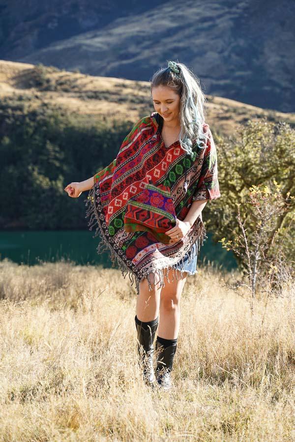 Diamond Poncho-CLOTHING / PONCHO-ASBA Exports (IND) discontinue-Red Naturals-Galaxy-The Outpost NZ