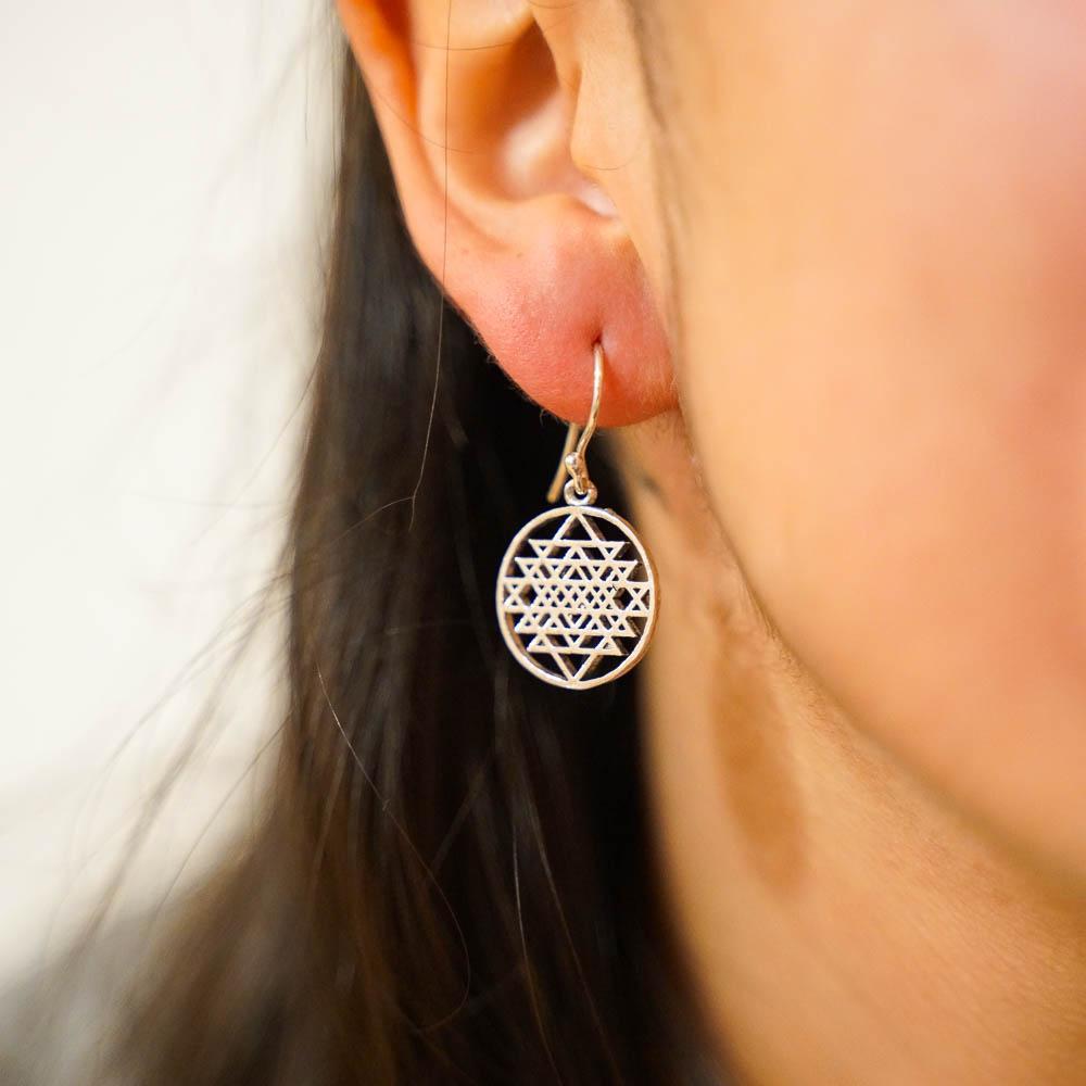 Dodecahedron Earrings-JEWELLERY / EARRINGS-Gopal Brass Man (IND)-Silver Plated Brass-The Outpost NZ