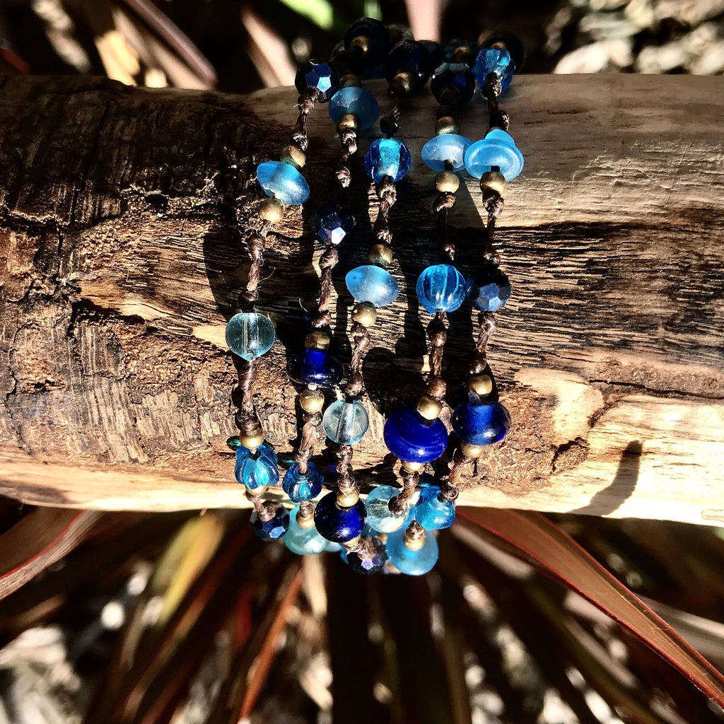 Five Strand Bracelet-JEWELLERY / BRACELET-Stone Beads (THA)-Blue-The Outpost NZ