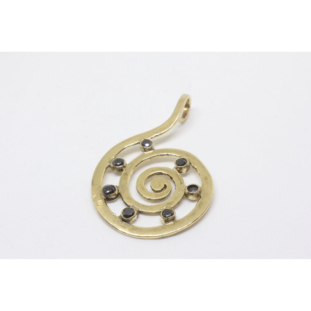 Gaia Brass Pendant-JEWELLERY / NECKLACE & PENDANT-Gopal Brass Man (IND)-Onyx-The Outpost NZ