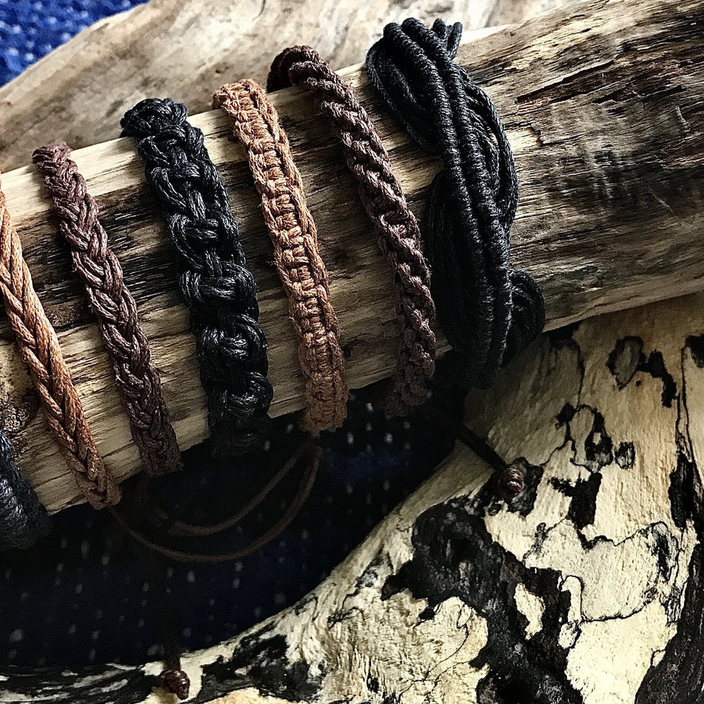 Handwoven Cotton Bracelet-JEWELLERY / BRACELET-Wattanaporn (THA)-Brown/Black-The Outpost NZ