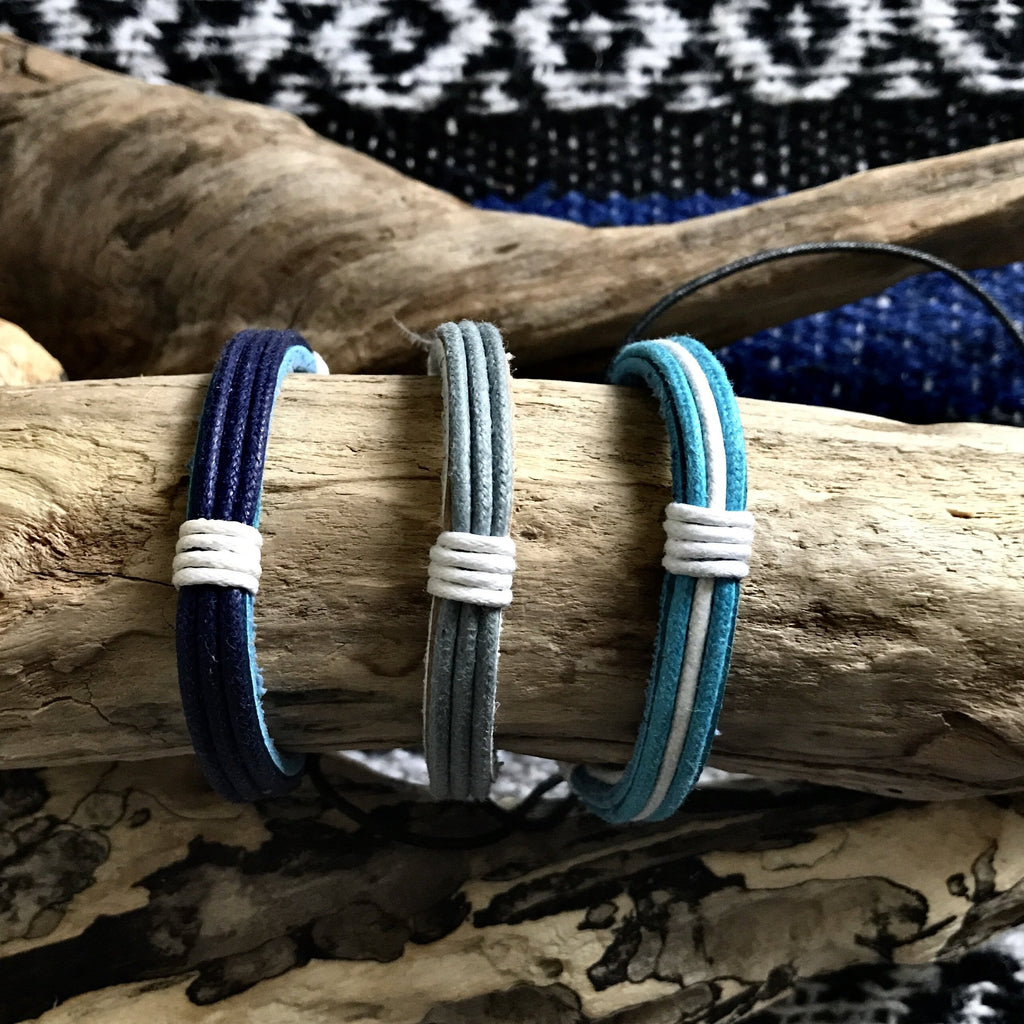 Hira Leather Bracelets-JEWELLERY / BRACELET-Hira Fashion (THA)-Blue-The Outpost NZ