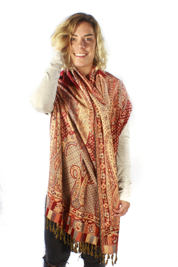 Mandala Paisley Shawl-ACCESSORIES / SCARVES-Preet Store (IND)-Amber-The Outpost NZ
