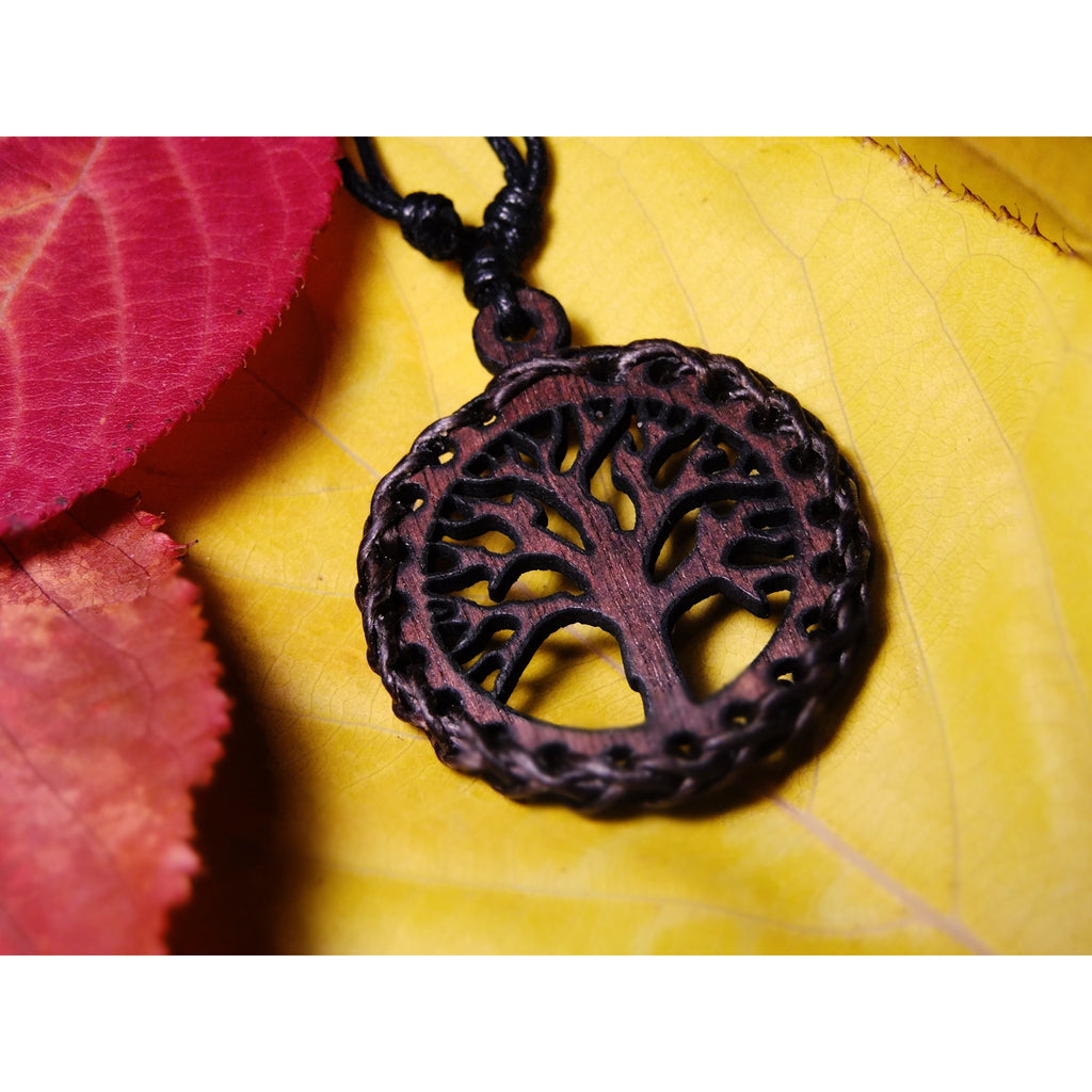 Neo Wooden Pendant Necklace-JEWELLERY / NECKLACE & PENDANT-Wattanaporn (THA)-Tree-Brown-The Outpost NZ