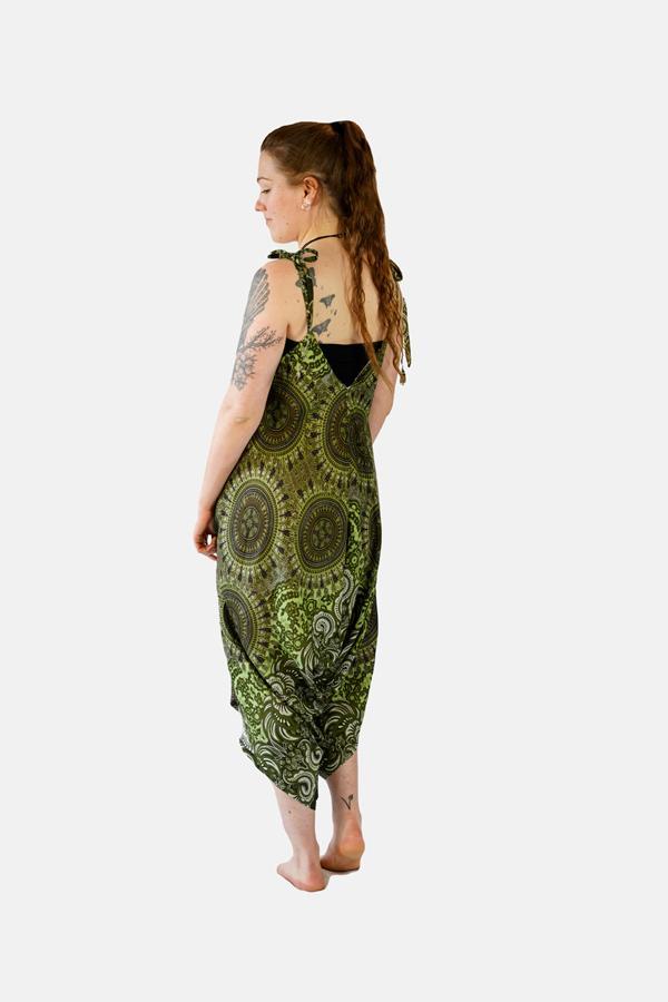 Printed Tie Strap Jumpsuit-CLOTHING / JUMPSUIT-Champagne2 (THA)-Trident Mandala-Green-The Outpost NZ