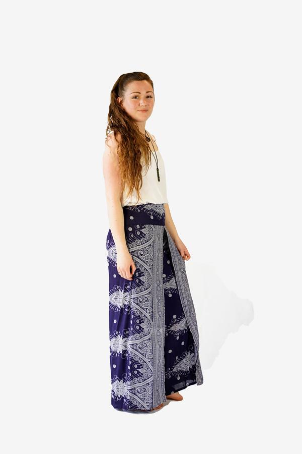 Printed Wrap Pants-CLOTHING / PANTS-Champagne2 (THA)-Sumatra-Blue-The Outpost NZ