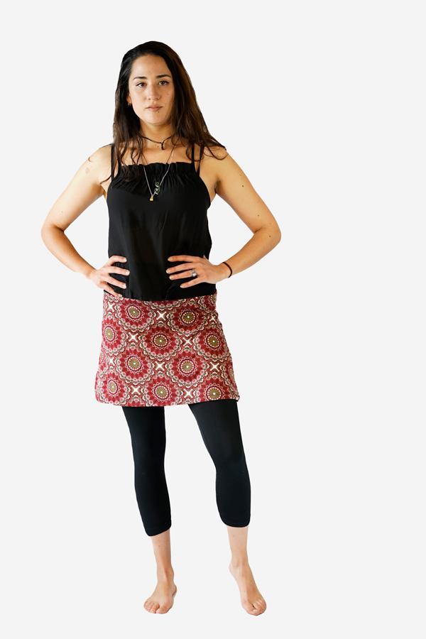 Sunshine Mini Skirt-CLOTHING / SKIRT-Sunshine (THA)-Leaf Mandala-Maroon-The Outpost NZ