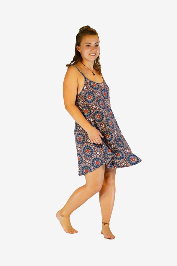 Sunshine Strappy Dress-CLOTHING / DRESS-Sunshine (THA)-Leaf Mandala-Blue-The Outpost NZ