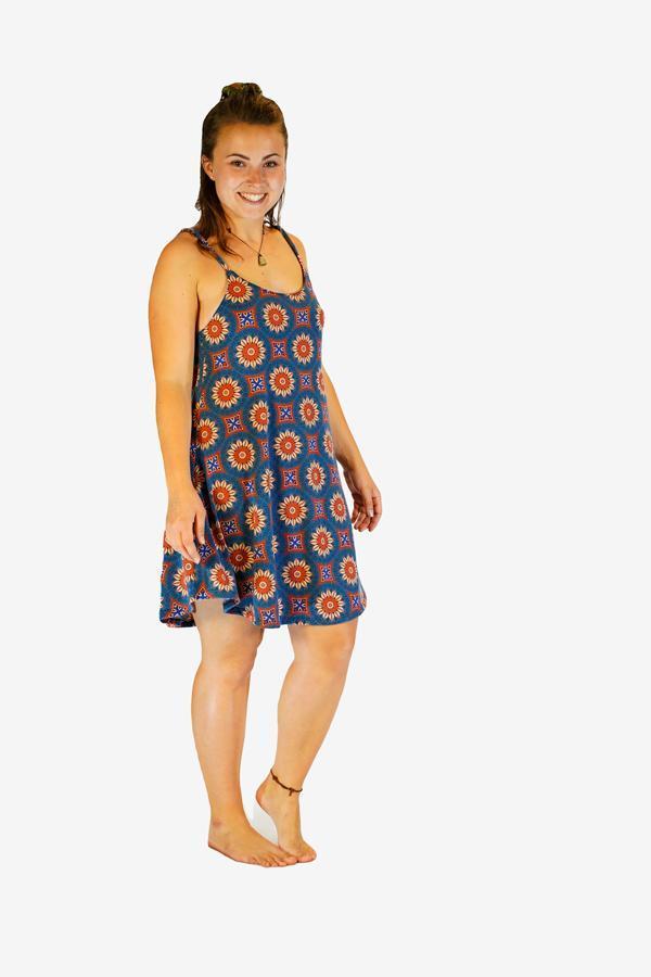 Sunshine Strappy Dress-CLOTHING / DRESS-Sunshine (THA)-Petal Mandala-Blue-The Outpost NZ