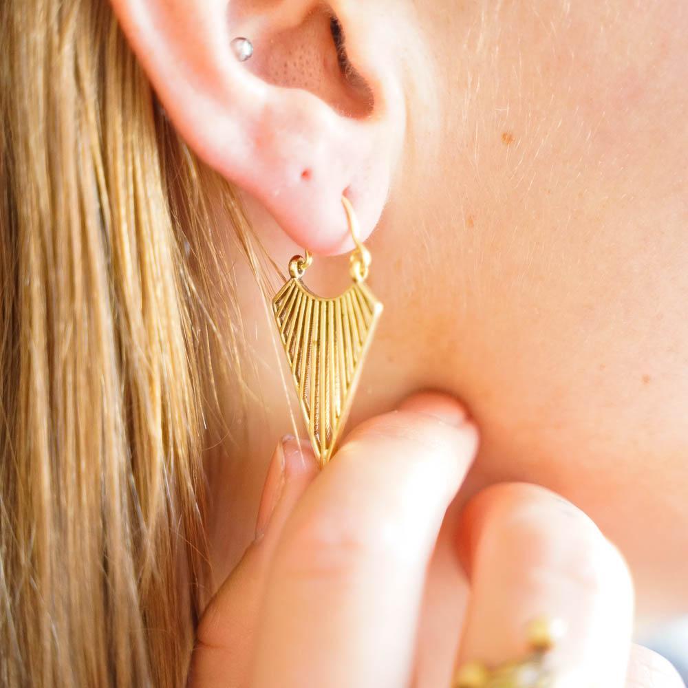Triangle Lanakila Earring S-JEWELLERY / EARRINGS-Gopal Brass Man (IND)-Brass-The Outpost NZ
