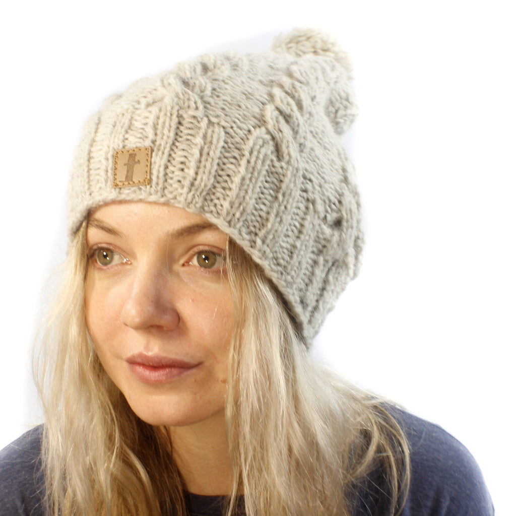 X Long Cable Beanie-ACCESSORIES / BEANIES-Sweater & Pashmina House (NEP)-Cream-The Outpost NZ