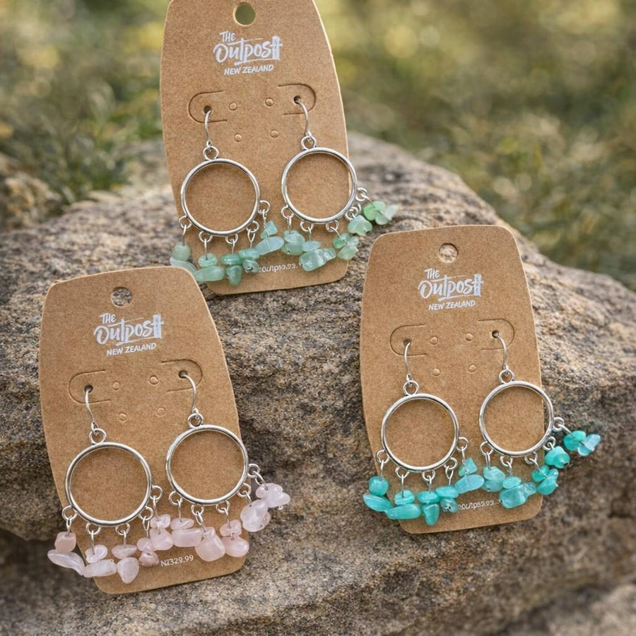 Gemstone Chip Hoop Drop Earrings [anookz:8d11b4af-c91e-4b33-ad96-519cc1cd27af]