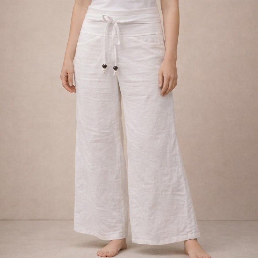 Bead Tie Wide Leg Cotton Pants - The Outpost NZ