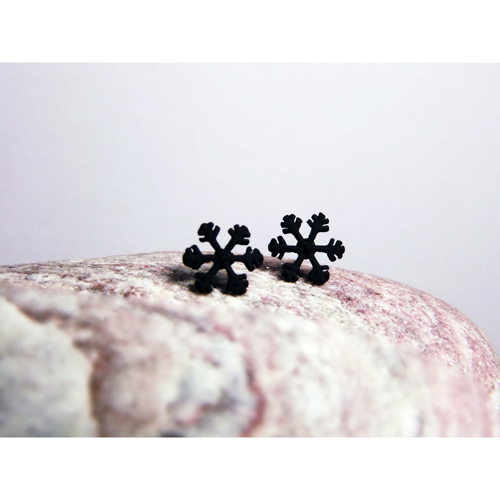 Black Stud Earrings-JEWELLERY / EARRINGS-Jeab and Ru (THA)-Snowflake-The Outpost NZ