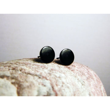 Black Stud Earrings-JEWELLERY / EARRINGS-Jeab and Ru (THA)-Solid Circle-The Outpost NZ