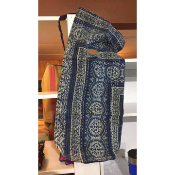 Block Print Yoga Bags-ACCESSORIES / BAGS-BRIJWASI (IND)-Navy/Green-The Outpost NZ