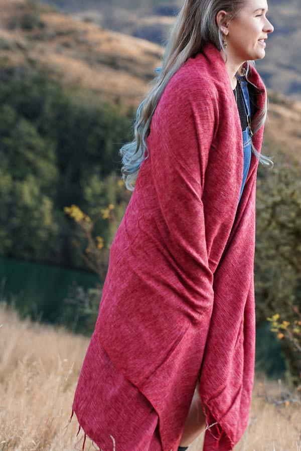 Brush Shawls Delux-ACCESSORIES / SCARVES-The Look Fashion (NEP)-Cerise-The Outpost NZ