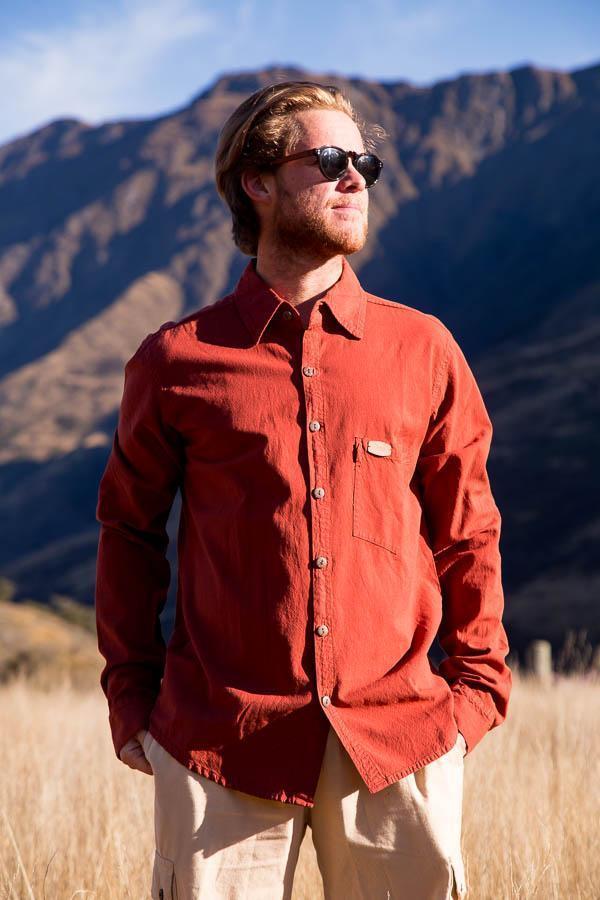 Button Placket Cotton Shirt-CLOTHING / SHIRTS-Choice Fashion (NEP)-Rust-S-The Outpost NZ[Mens]