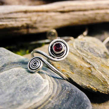 Carlotta Stone Spiral Silver Plated Ring - Mixed Stones-JEWELLERY / RINGS-Gopal Brass Man (IND)-The Outpost NZ