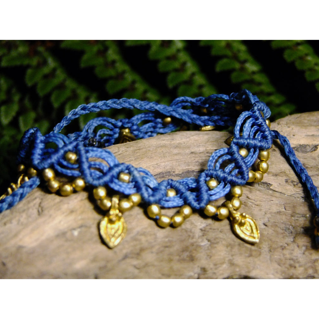 Charm Macrame Anklet-JEWELLERY / ANKLET-Ganesh Macrame (IND)-Blue-The Outpost NZ