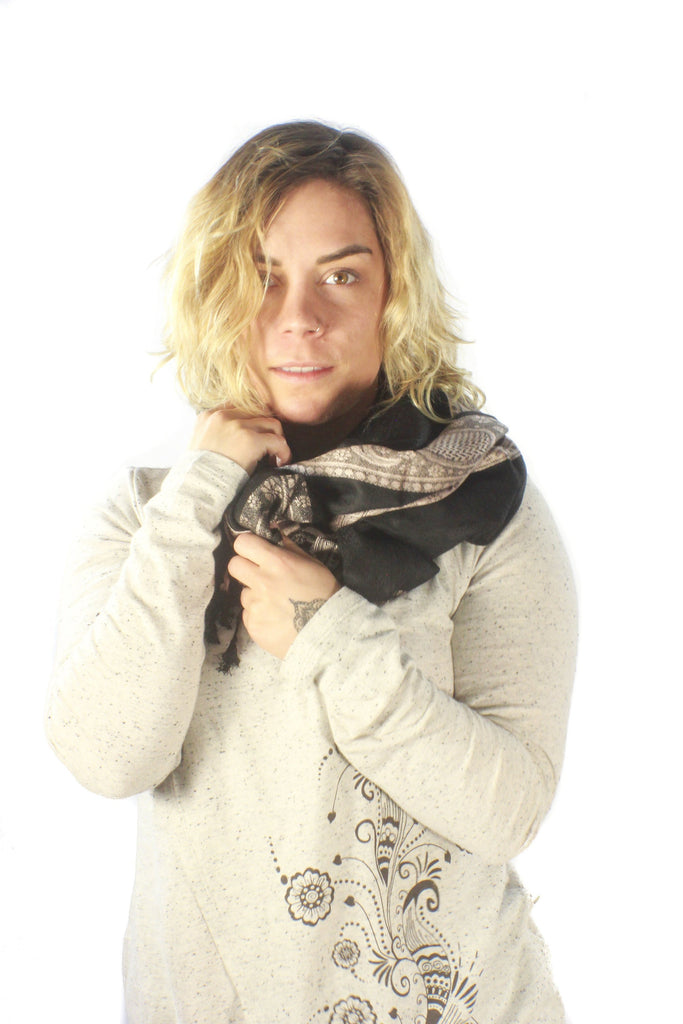 Check Paisley Shawl-ACCESSORIES / SCARVES-Preet Store (IND)-Black-The Outpost NZ