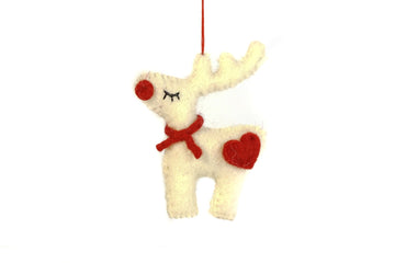 Christmas Heart Felt Reindeer-FESTIVE-Colours Handicraft PVT LTD (NEP)-The Outpost NZ
