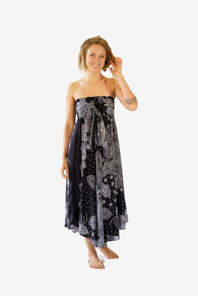 Coconut Skirt Dress-CLOTHING / SKIRT-Champagne2 (THA)-Sumatra-Black-The Outpost NZ