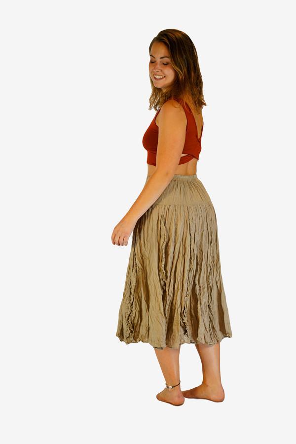 Cotton Frill Skirt-CLOTHING / SKIRT-Faisamdin (THA)-Beige-The Outpost NZ