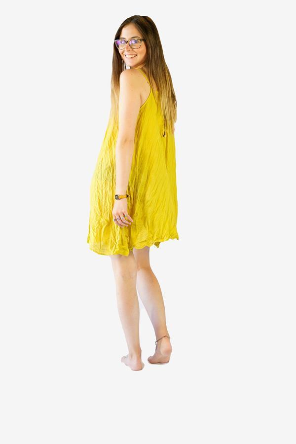 Cotton Lace Spagetti Dress-CLOTHING / DRESS-Faisamdin (THA)-Yellow-The Outpost NZ