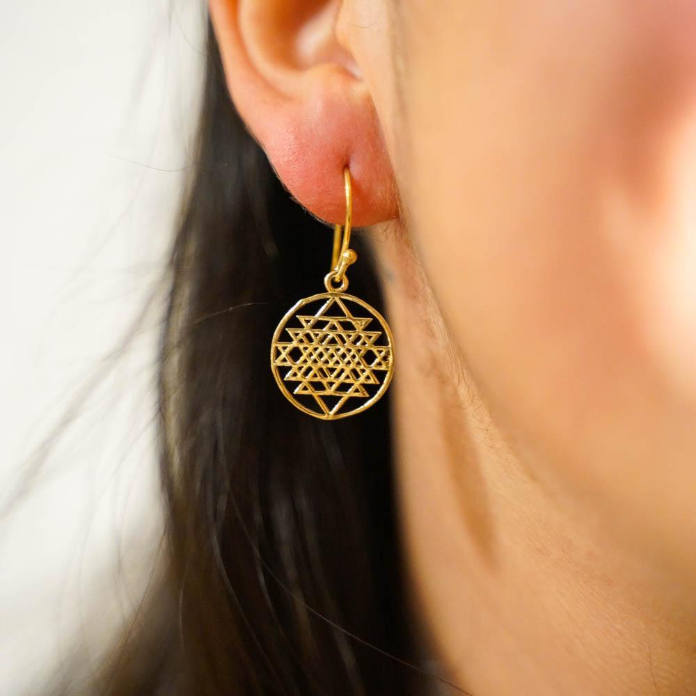 Dodecahedron Earrings-JEWELLERY / EARRINGS-Gopal Brass Man (IND)-Brass-The Outpost NZ