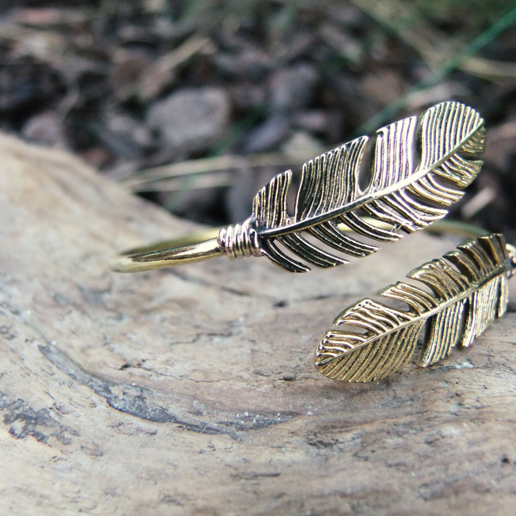 Double Broken Feather Bangle-JEWELLERY / BANGLE-Gopal Brass Man (IND)-Brass-The Outpost NZ