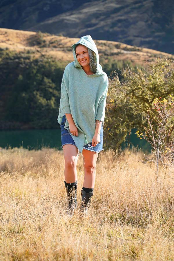 Erica Brush Poncho-CLOTHING / PONCHO-The Look Fashion (NEP)-Aquamarine-The Outpost NZ