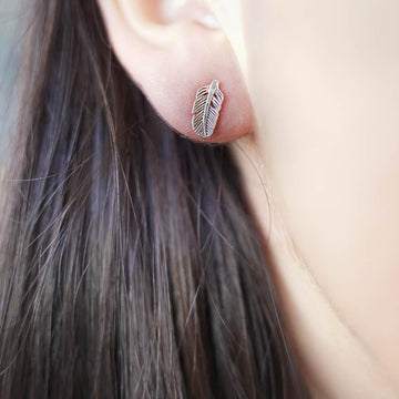 Feather Plume Silver Stud Earrings-JEWELLERY / EARRINGS-Mimi Silver (THA)-The Outpost NZ