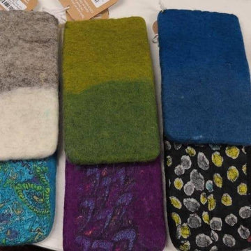Felted Wool Phone Pouch-ACCESSORIES / PURSES & WALLETS-Merino Industry Pvt. Ltd (NEP)-Cotton-Black-The Outpost NZ