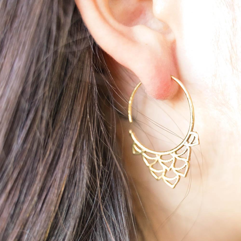 Flower Buds Earrings-JEWELLERY / EARRINGS-Gopal Brass Man (IND)-Brass-The Outpost NZ