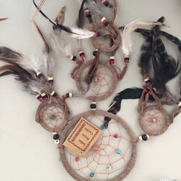 Four Circled Dreamcatchers-HOMEWARES-Stone Beads (THA)-Turquoise-The Outpost NZ