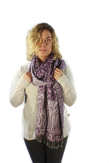 Full Paisley Shawl-ACCESSORIES / SCARVES-Preet Store (IND)-Purple-The Outpost NZ
