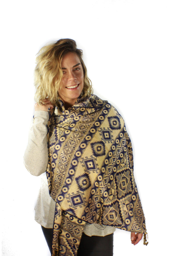 Geometric Shawl-ACCESSORIES / SCARVES-Preet Store (IND)-Black-The Outpost NZ