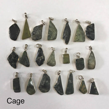 Greenstone Silver Pendants-JEWELLERY / NECKLACE & PENDANT-Not specified-XS-Cage-The Outpost NZ
