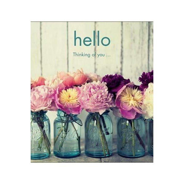 Hello Pink Flowers Card-NZ CARDS-Affirmations (NZ)-The Outpost NZ