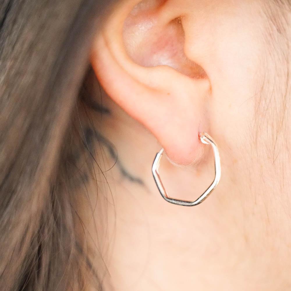 Hexagon Silver Earrings-JEWELLERY / EARRINGS-Mimi Silver (THA)-The Outpost NZ