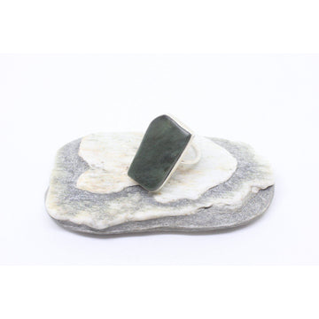Hokaka Thin Silver Greenstone Ring-RINGS-Not specified-The Outpost NZ