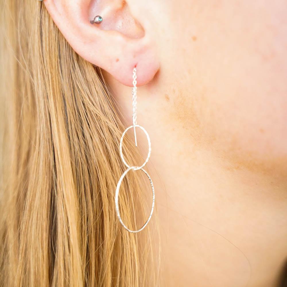 Hoopla Thread Drop Silver Earrings-JEWELLERY / EARRINGS-Mimi Silver (THA)-The Outpost NZ