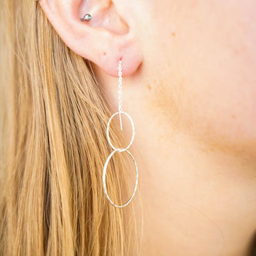 Hoopla Thread Drop Silver Earrings-JEWELLERY / EARRINGS-Mimi Silver (THA)-The Outpost NZ