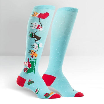 Jingle Cats Female Knee Socks-NZ ACCESSORIES-Espial Marketing Ltd (NZ)-The Outpost NZ